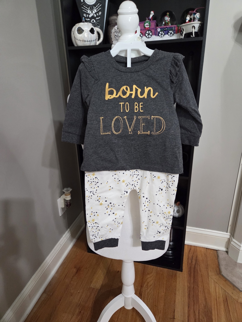 Kids Matching Set - Gray 'Born to Be Loved' Top & White Star Print Pants